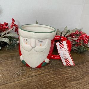 HTF Peppermint & Pine Vintage Retro Santa Mug